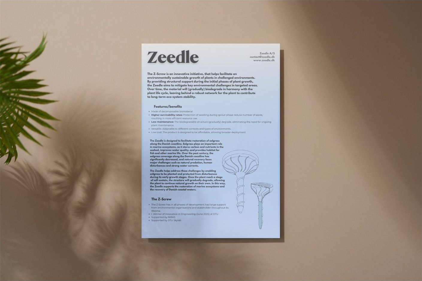 Zeedle information poster, mounted on a wall