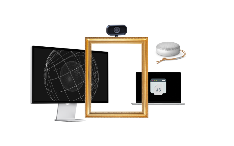 Collage of the mirror's hardware and software components